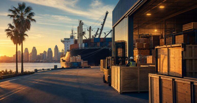 San Diego port and warehouse facility representing global reach of a regional ISO 13485-certified 3PL